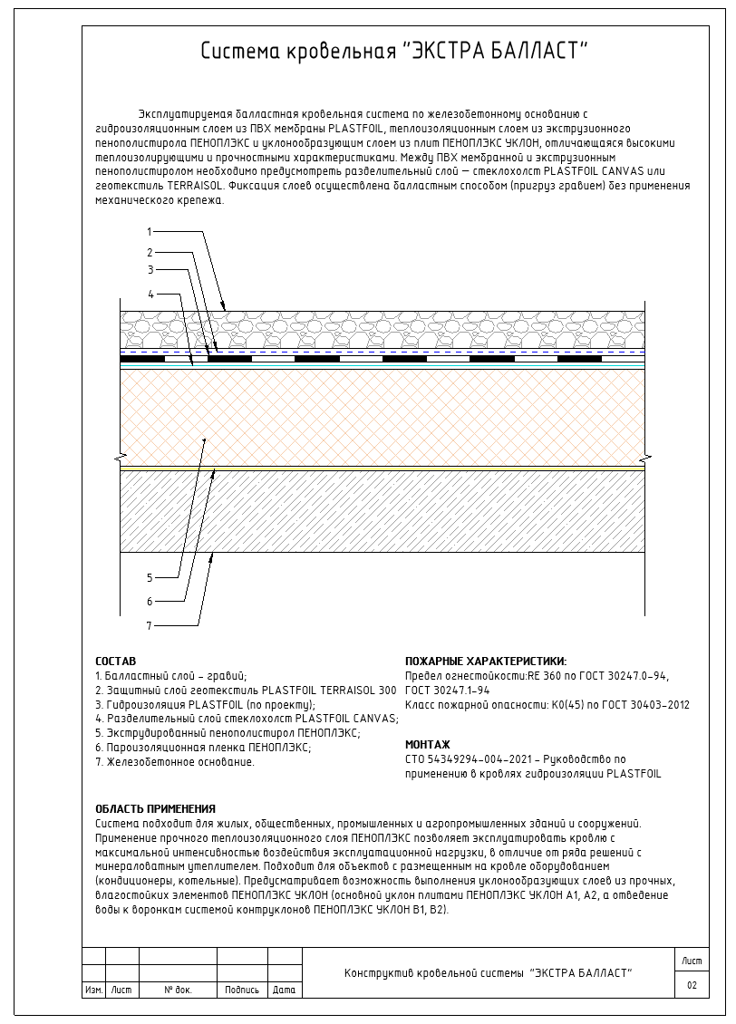 Альбом 2D узлов для кровельной системы ЭКСТРА БАЛЛАСТ
